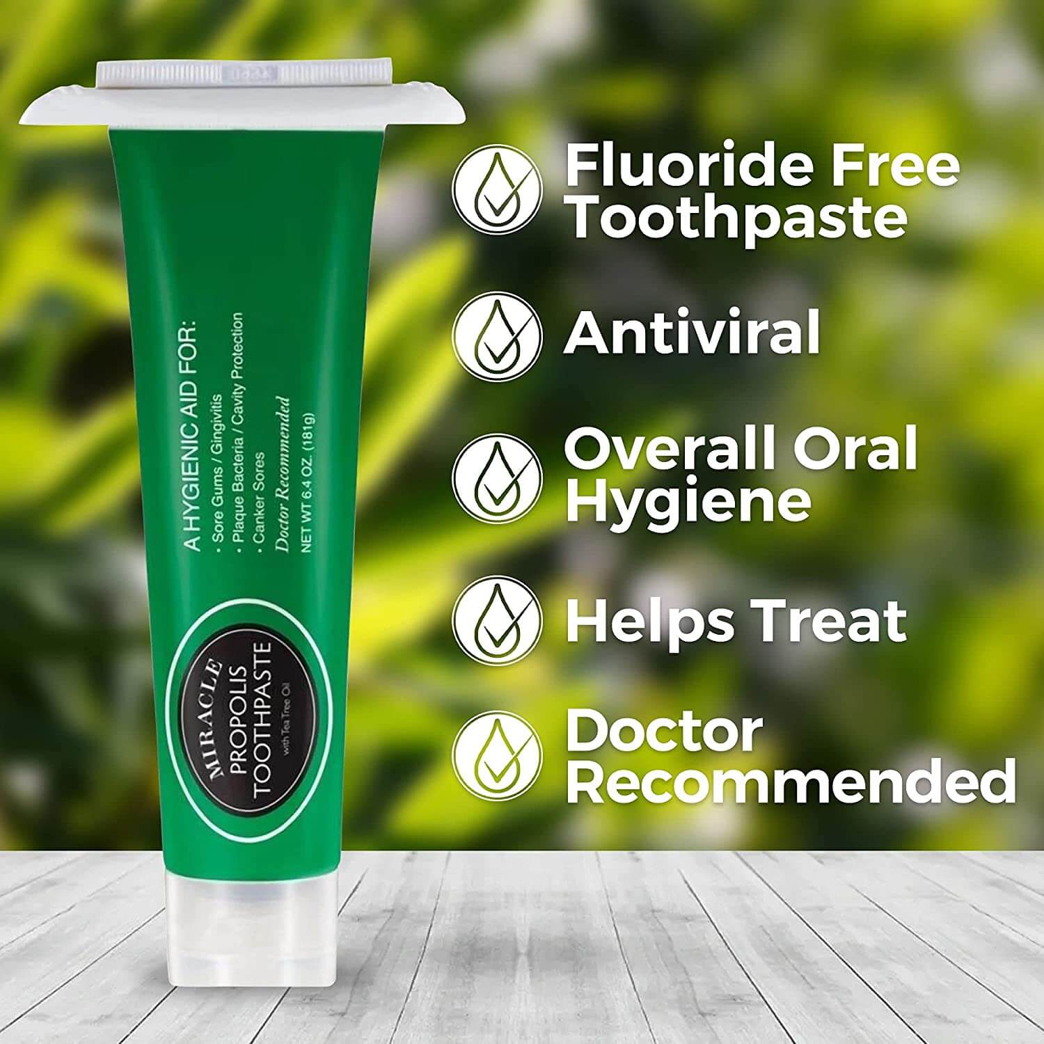 Holocuren Miracle Propolis Toothpaste with Tea Tree Oil 6.4 Oz – Fluoride-Free