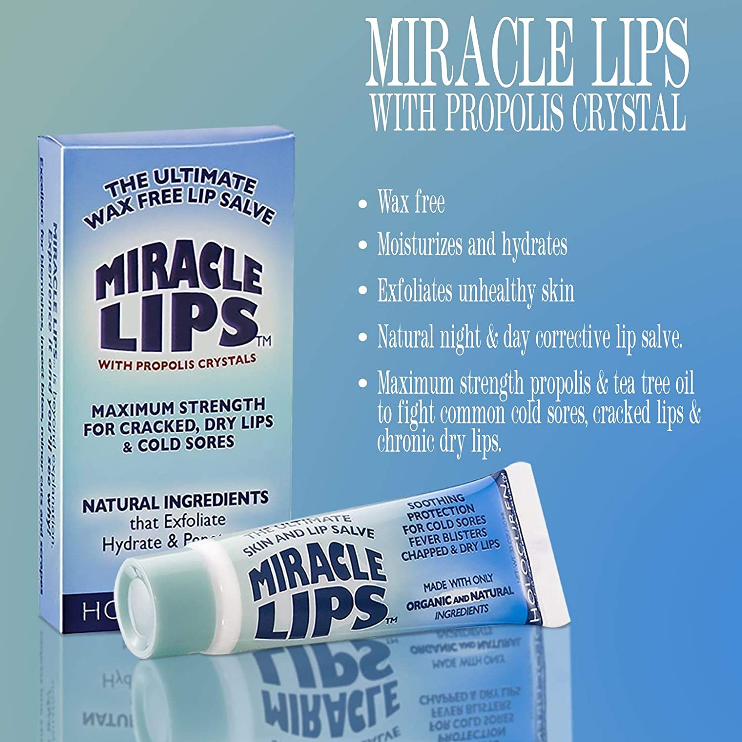 Holocuren Miracle Lips Salve for Dry Lips – Deep Moisturizing Formula, 0.33 oz