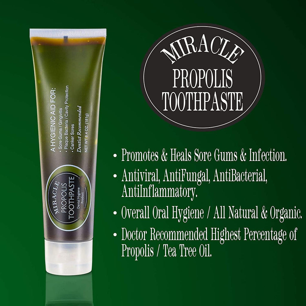 Holocuren Miracle Propolis Toothpaste 2-Pack, Tea Tree Oil, Fluoride-Free, 12.8 oz (2 x 6.4 oz)