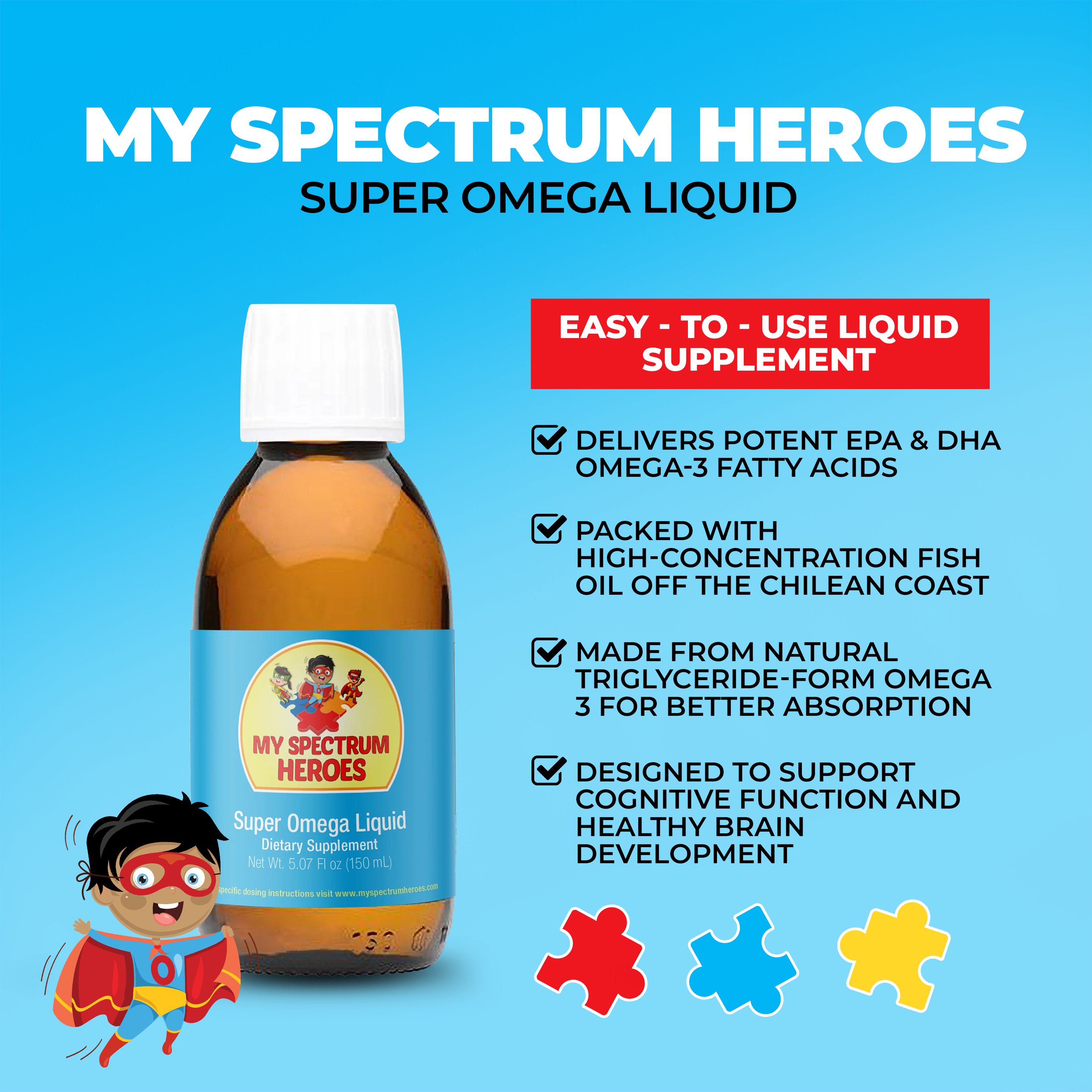 Super Omega Liquid – Kids Omega-3 Fish Oil (EPA & DHA)