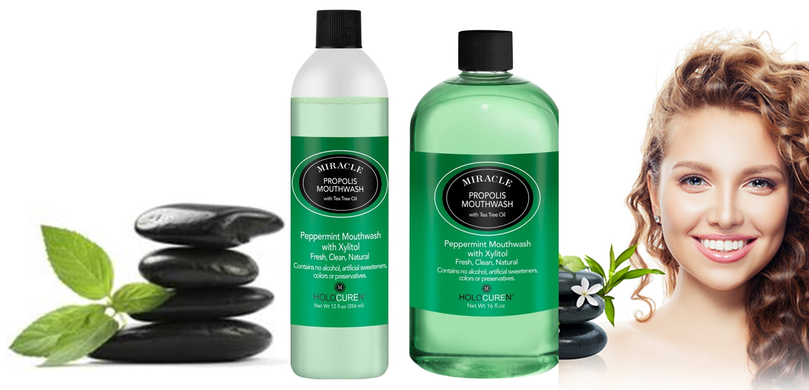 Holocuren Miracle Propolis Mouthwash with Tea Tree Oil – Fluoride-Free, 16 oz