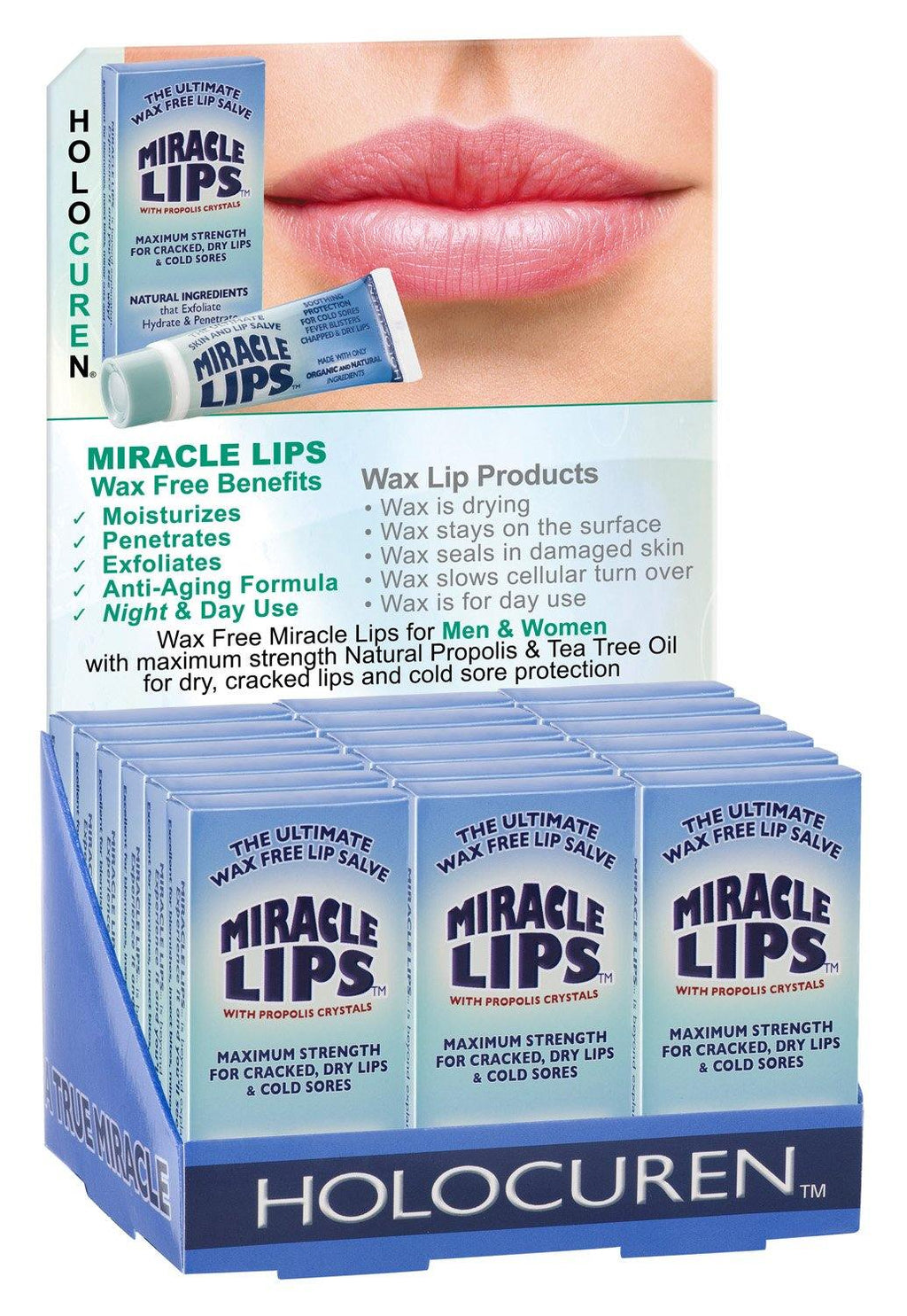 Holocuren Miracle Lips Salve for Dry Lips – Deep Moisturizing Formula, 0.33 oz