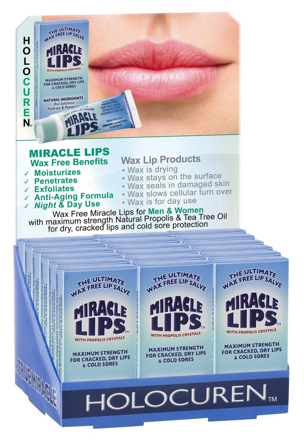 Holocuren Miracle Lips Salve for Dry Lips – Deep Moisturizing Formula, 0.33 oz