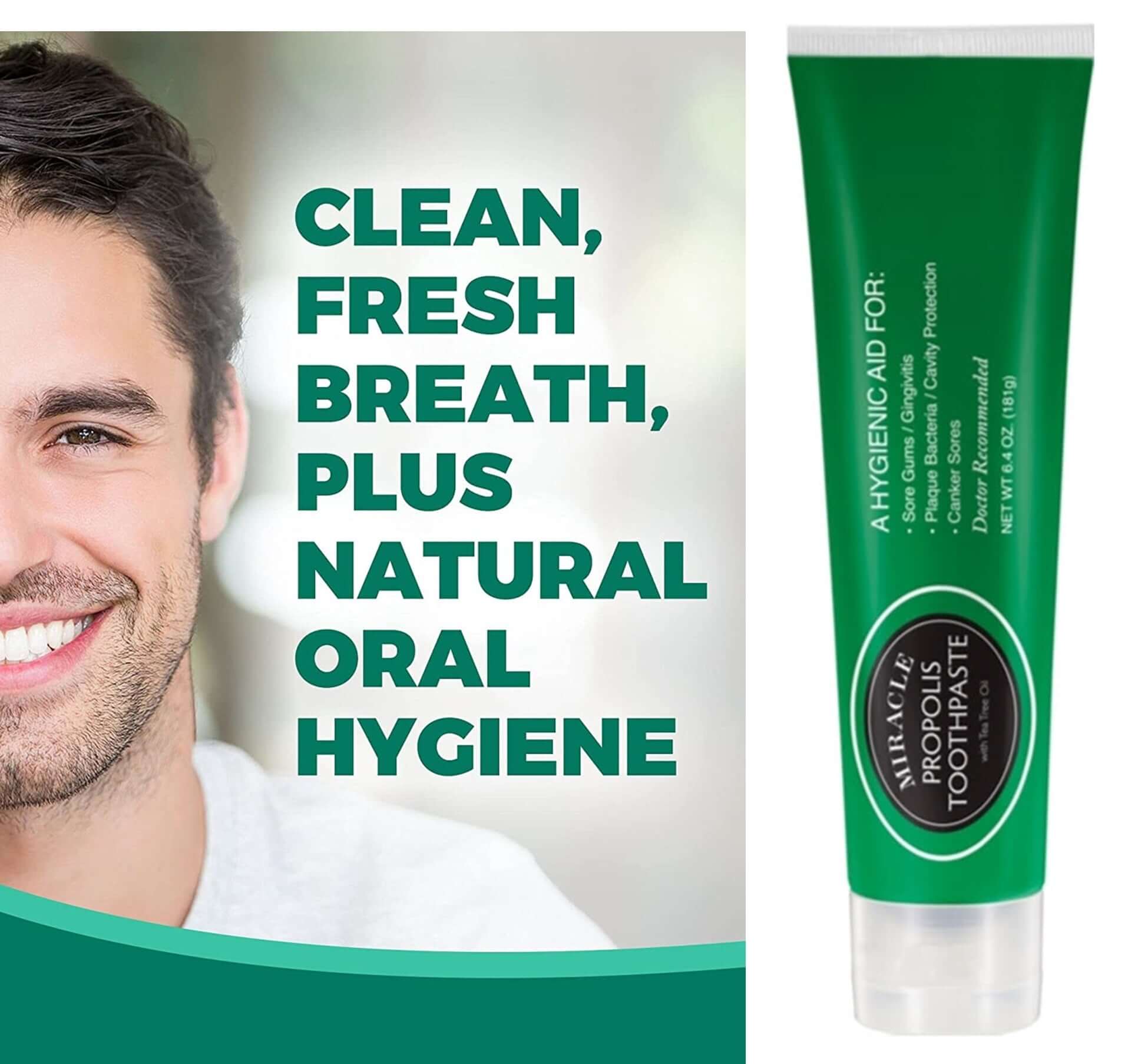 Holocuren Miracle Propolis Toothpaste with Tea Tree Oil 6.4 Oz – Fluoride-Free